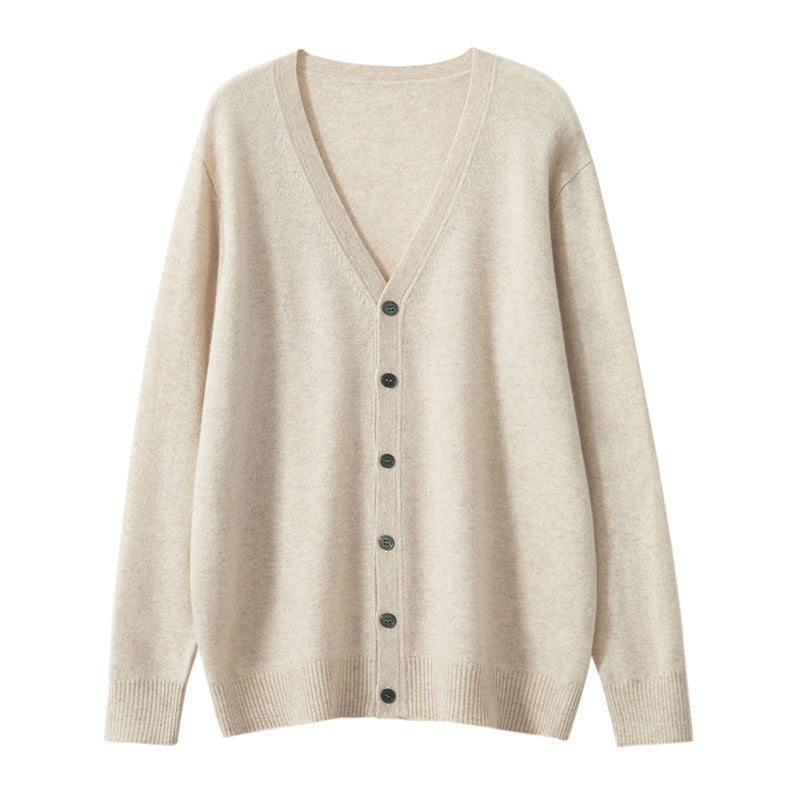 Men's V-neck button-down loose casual sweater cardigan