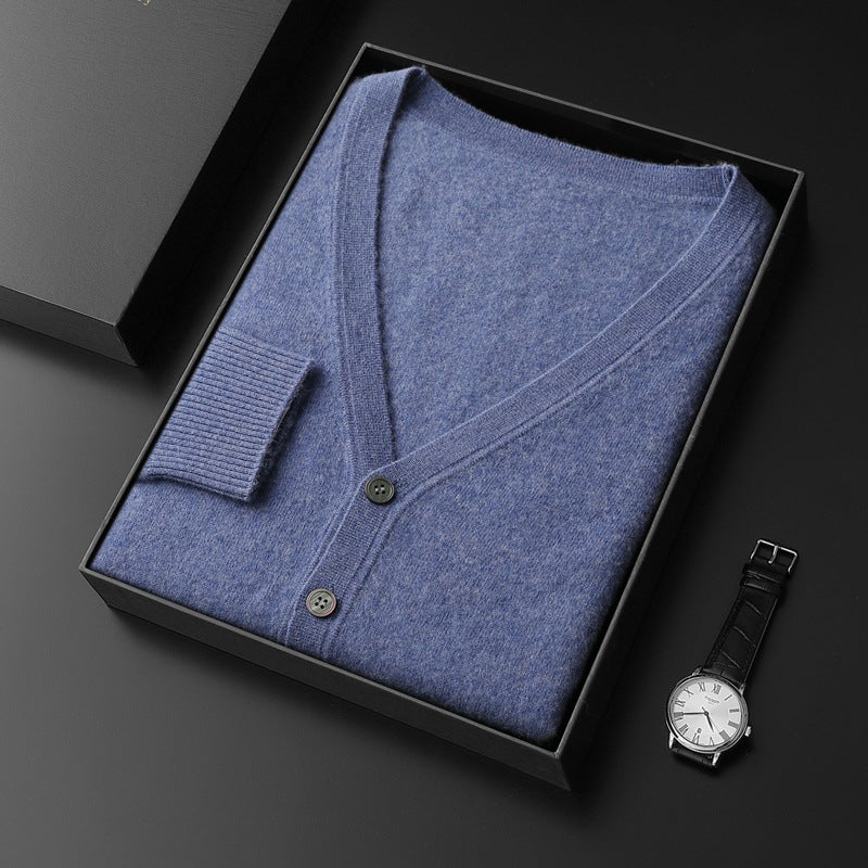 Men's V-neck button-down loose casual sweater cardigan