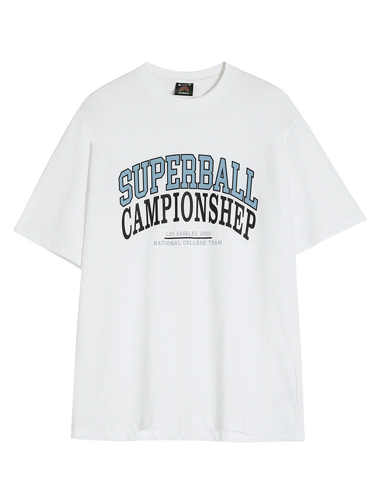 Men's summer loose cotton short sleeve round neck T-shirt with letter print