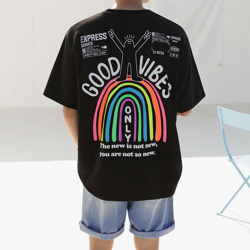 Men's summer short-sleeved T-shirt Korean style trendy loose half-sleeve