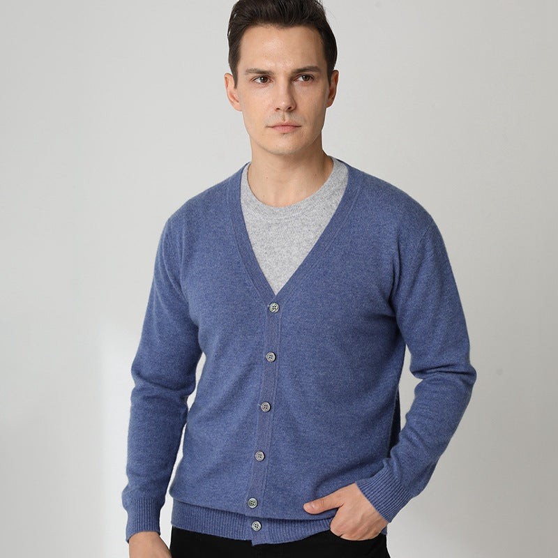 Men's V-neck button-down loose casual sweater cardigan