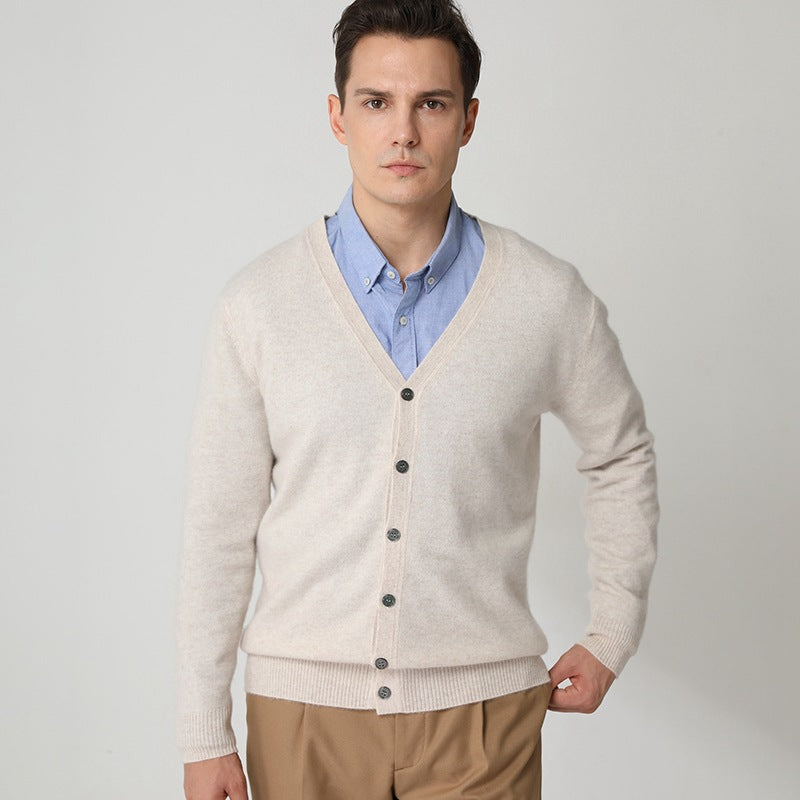 Men's V-neck button-down loose casual sweater cardigan