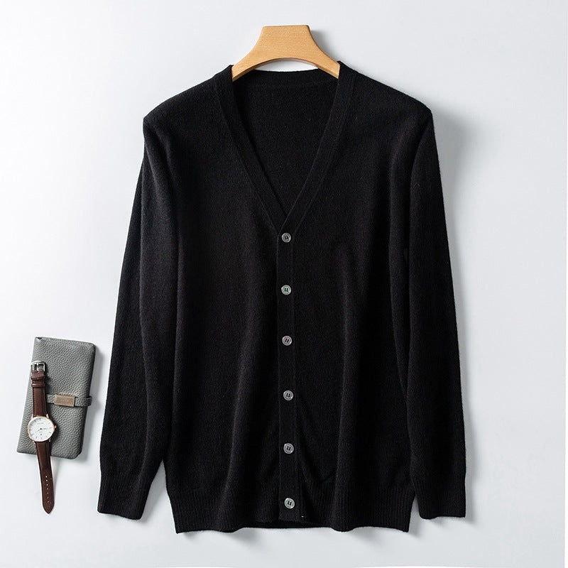 Men's V-neck button-down loose casual sweater cardigan