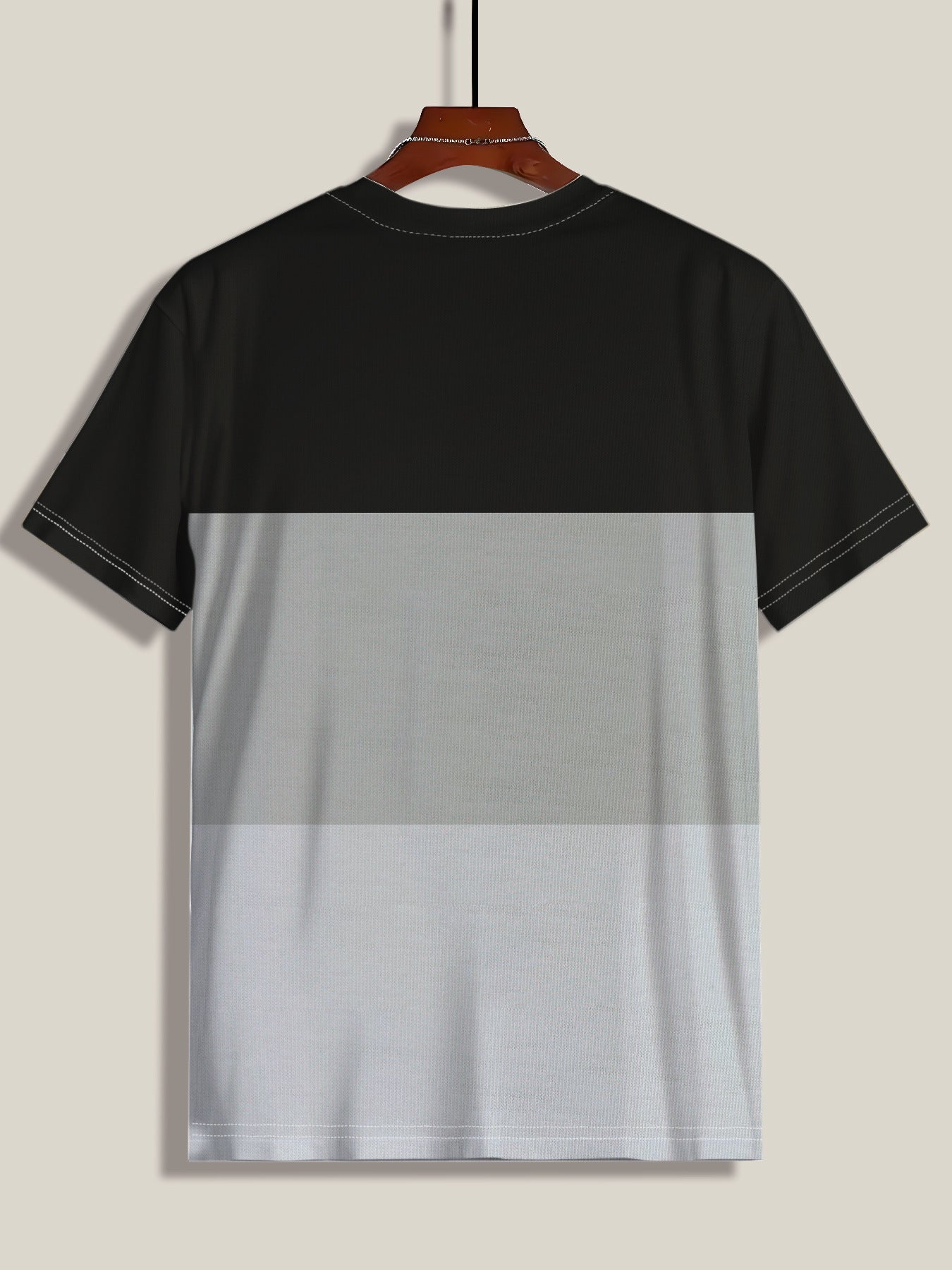 Men's three-color contrasting simple and fashionable daily versatile casual round neck T-shirt