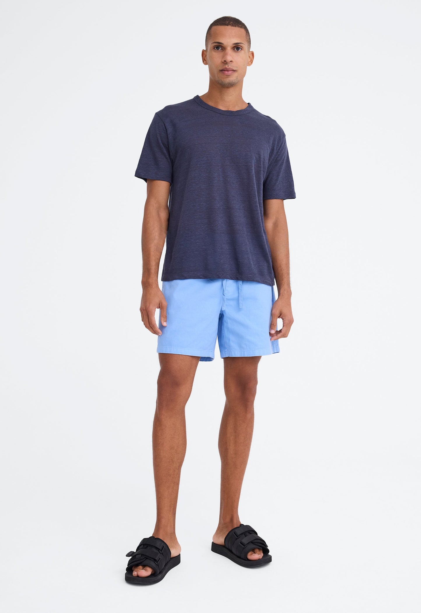 Line Linen Tee - Billy Blue
