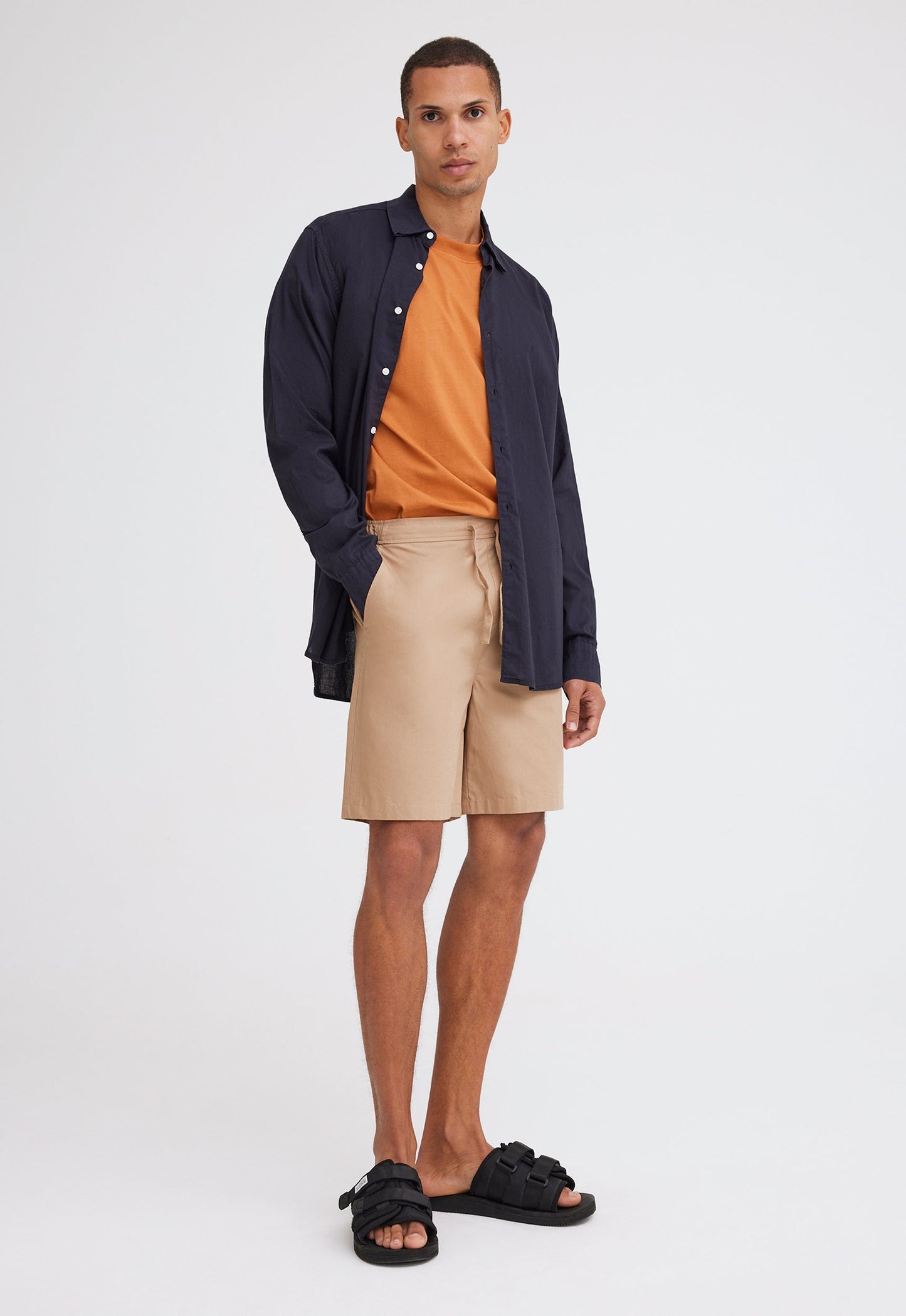 Folded Collar Cotton Shirt - Darkest Navy