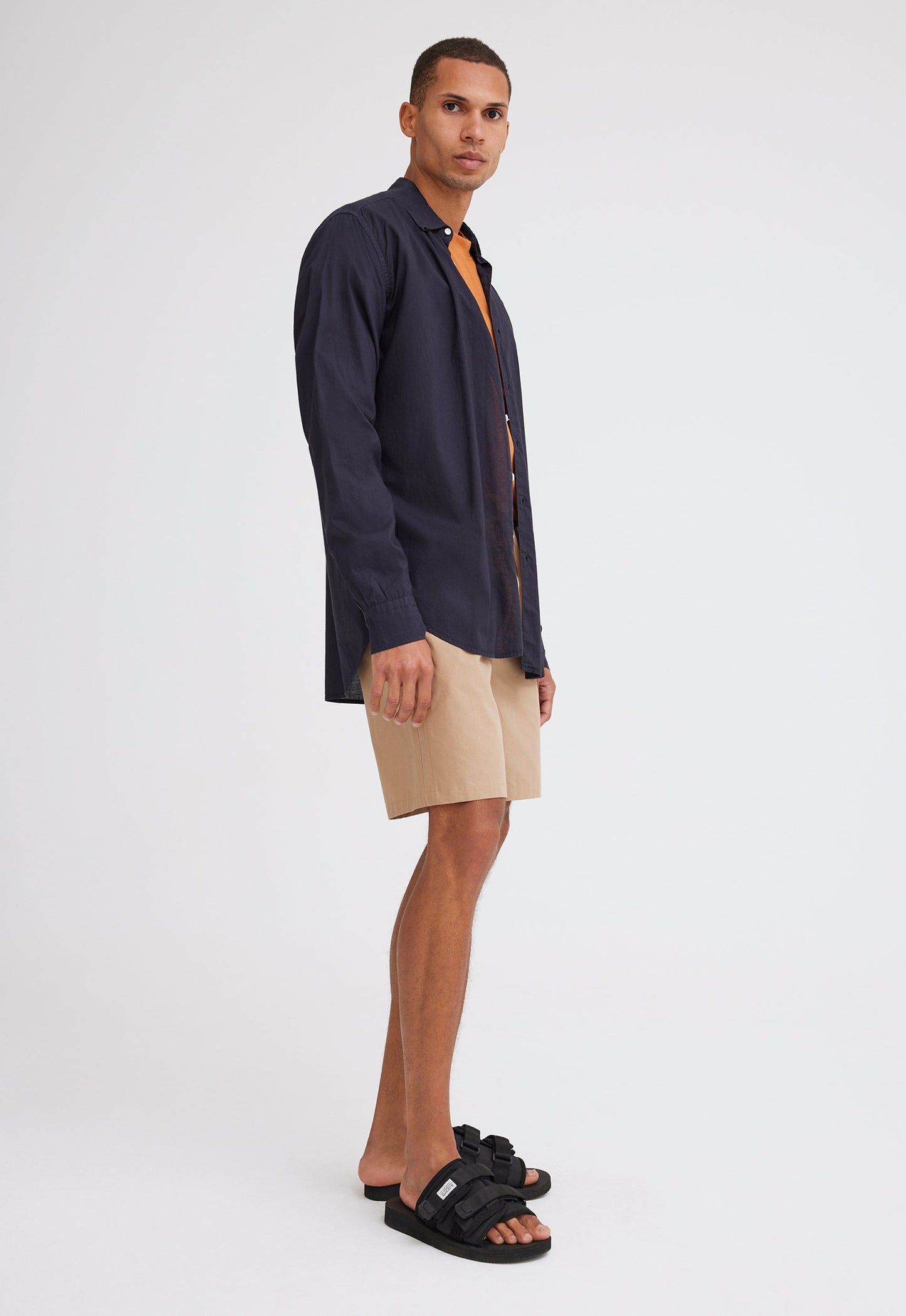 Folded Collar Cotton Shirt - Darkest Navy