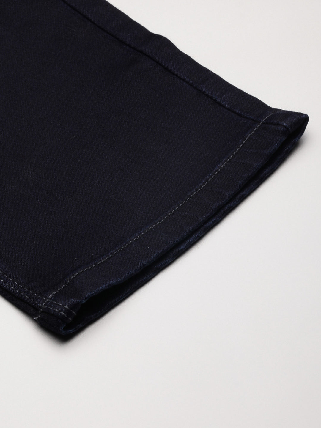 Men's Navy Blue Comfort Straight Fit Low-Rise Acid Wash Stretchable Jeans