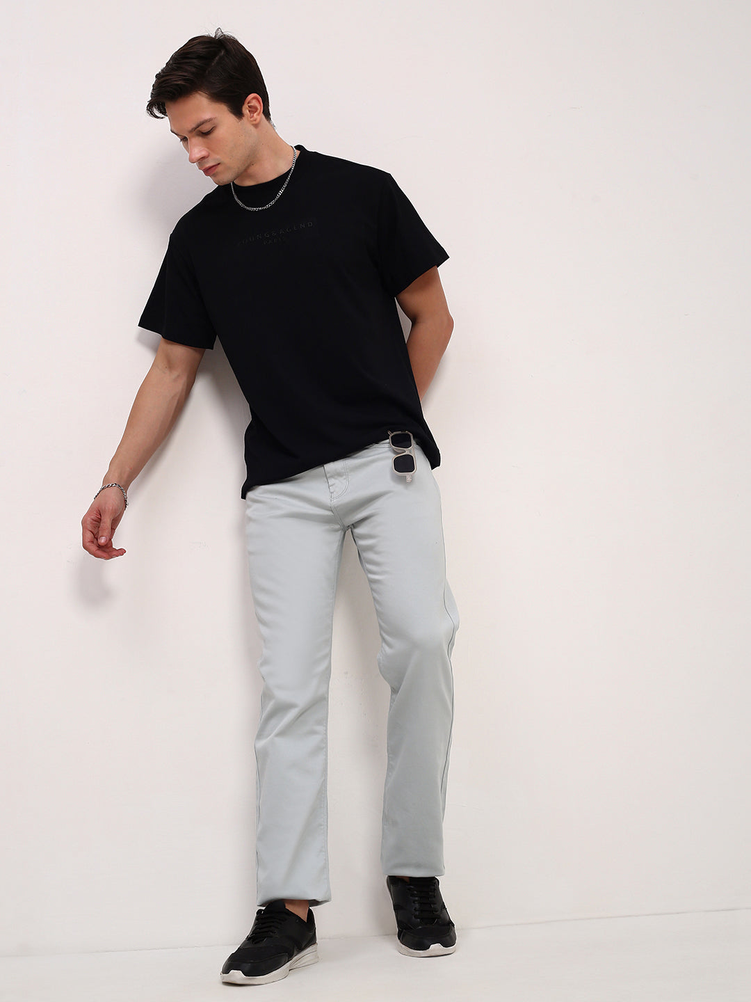 Men's Sea Green Comfort Straight Fit Low-Rise Acid Wash Stretchable Jeans