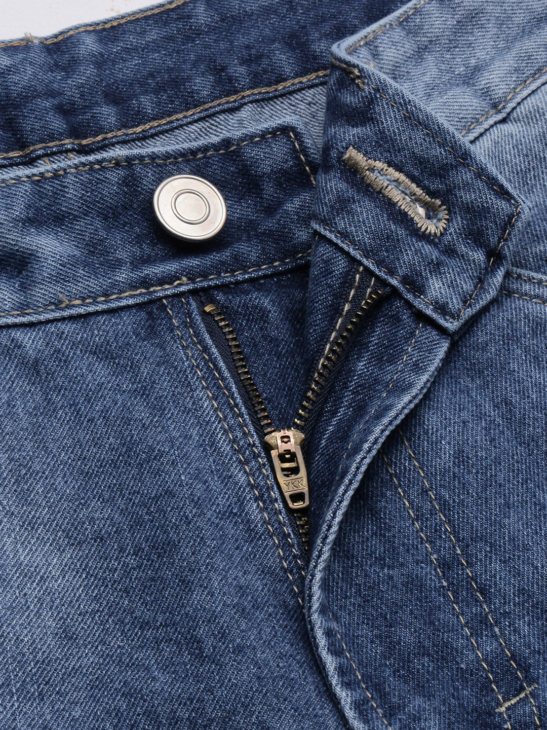 Men's Blue Comfort Low-Rise Heavy Fade Bleached Jeans