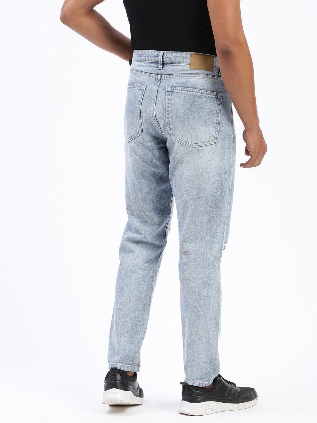 Men's Blue Regular Fit Slash Knee Torn Jeans