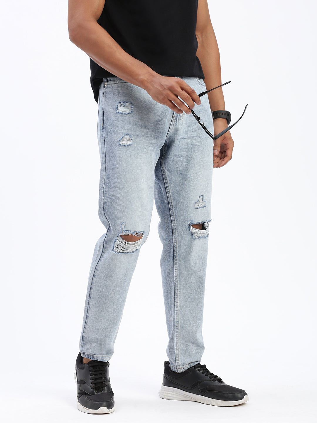 Men's Blue Regular Fit Slash Knee Torn Jeans