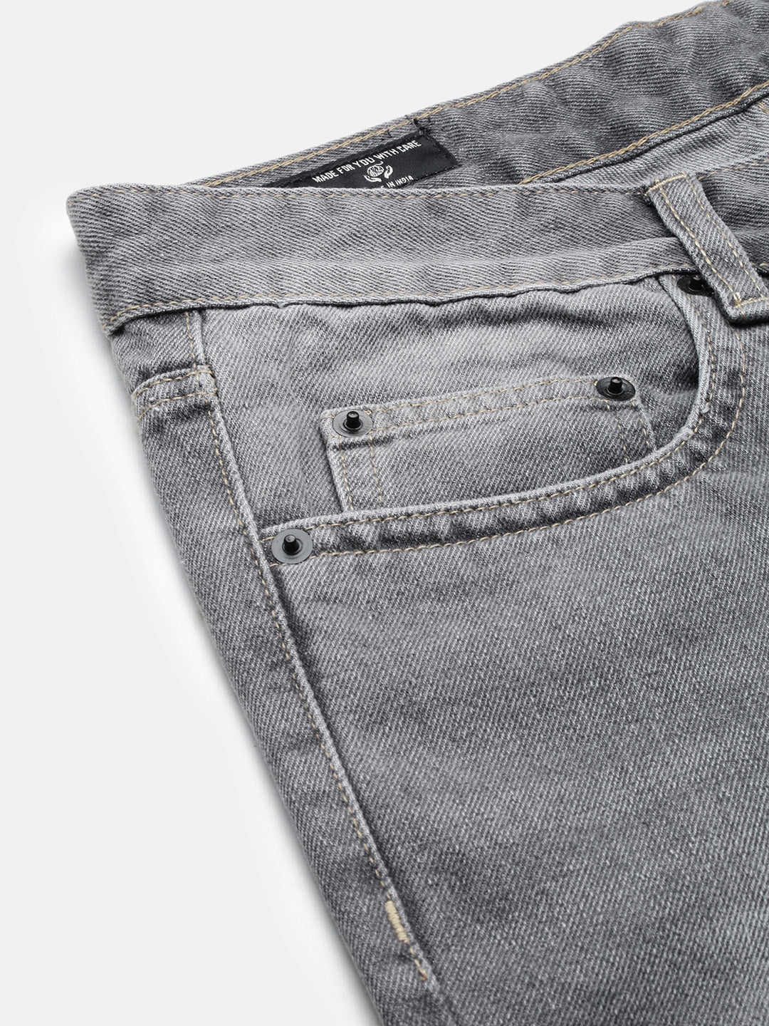 Men's Grey Slim Fit Cropped Light Fade Jeans