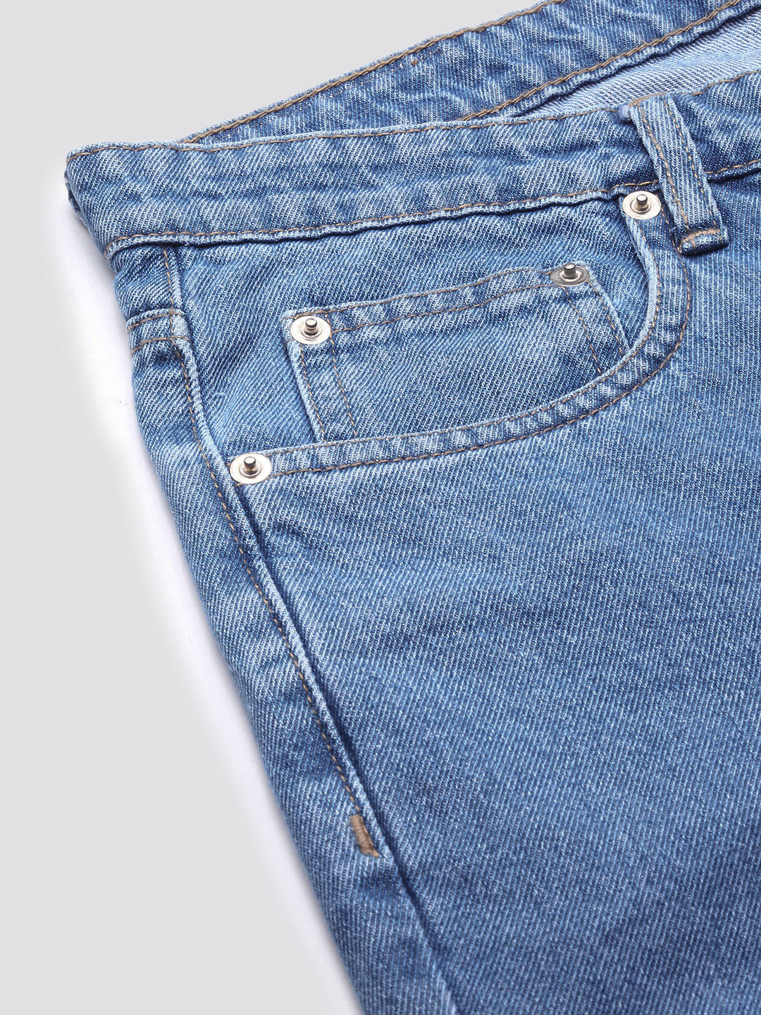 Men's Blue Regular Fit Cropped Jeans