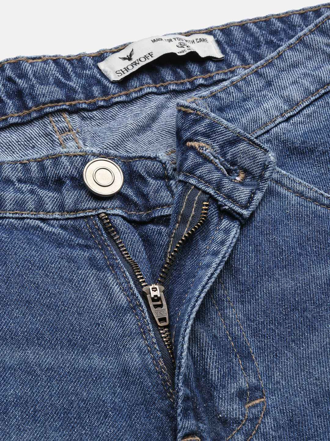 Men's Blue Regular Fit Cropped Torned Jeans
