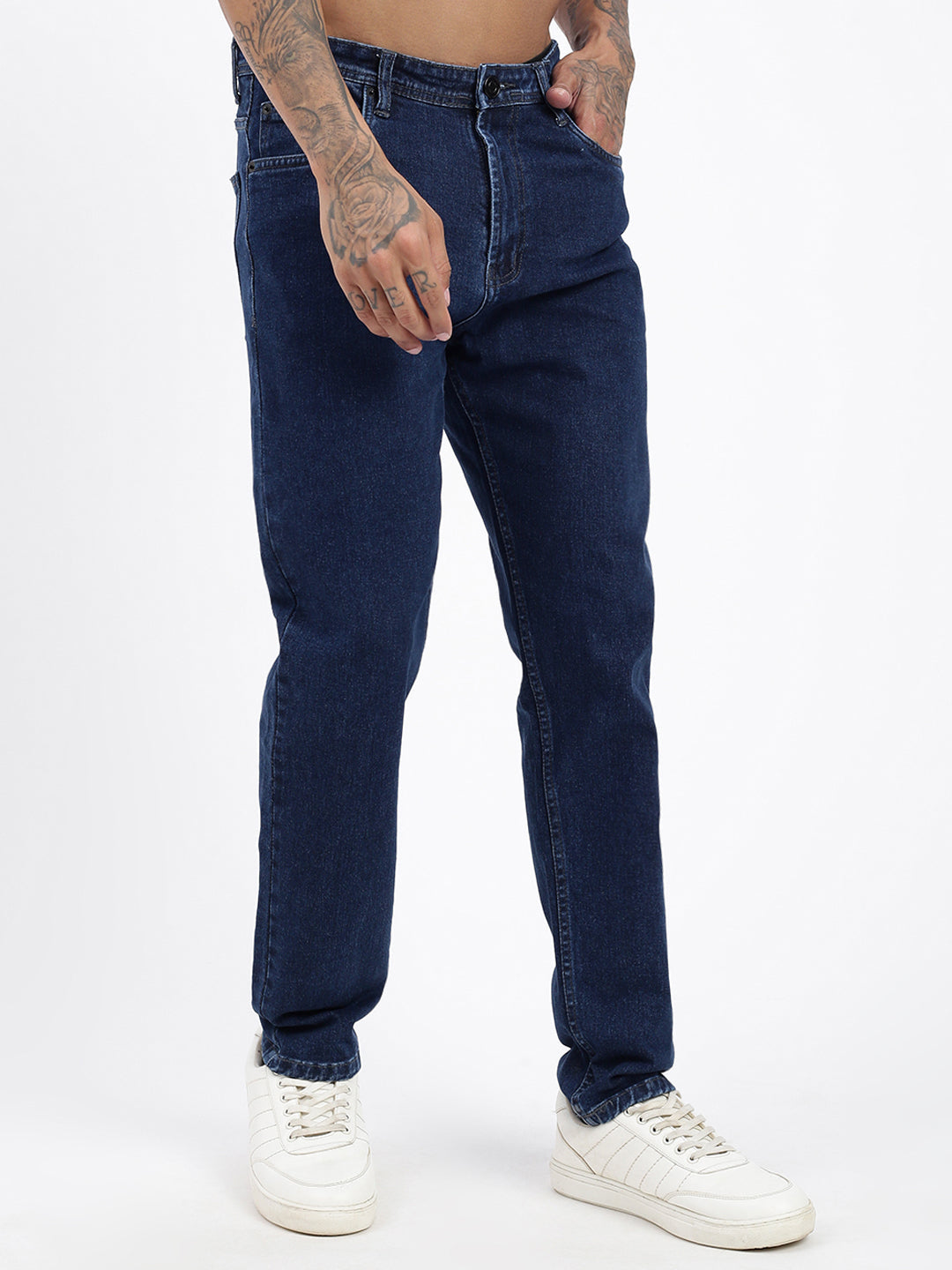 Men's Navy Blue Comfort Slim Fit Cotton Jeans