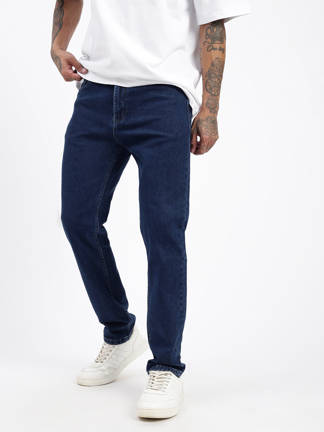 Men's Navy Blue Comfort Slim Fit Cotton Jeans