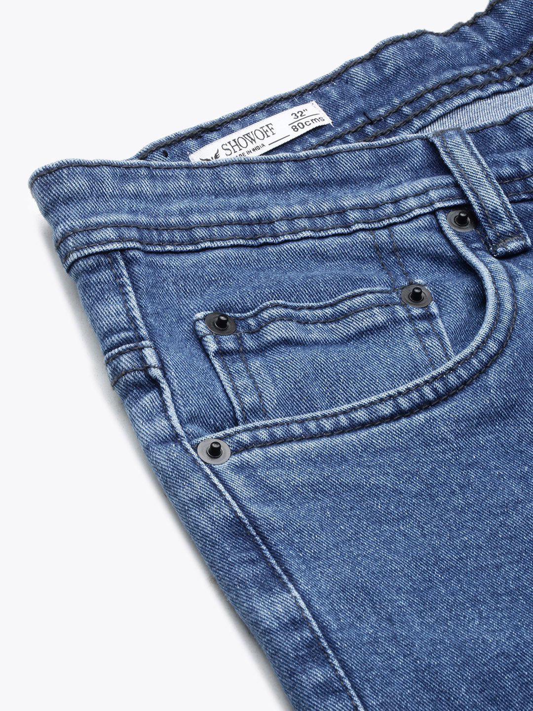 Men's Blue Straight Fit Cropped Jeans