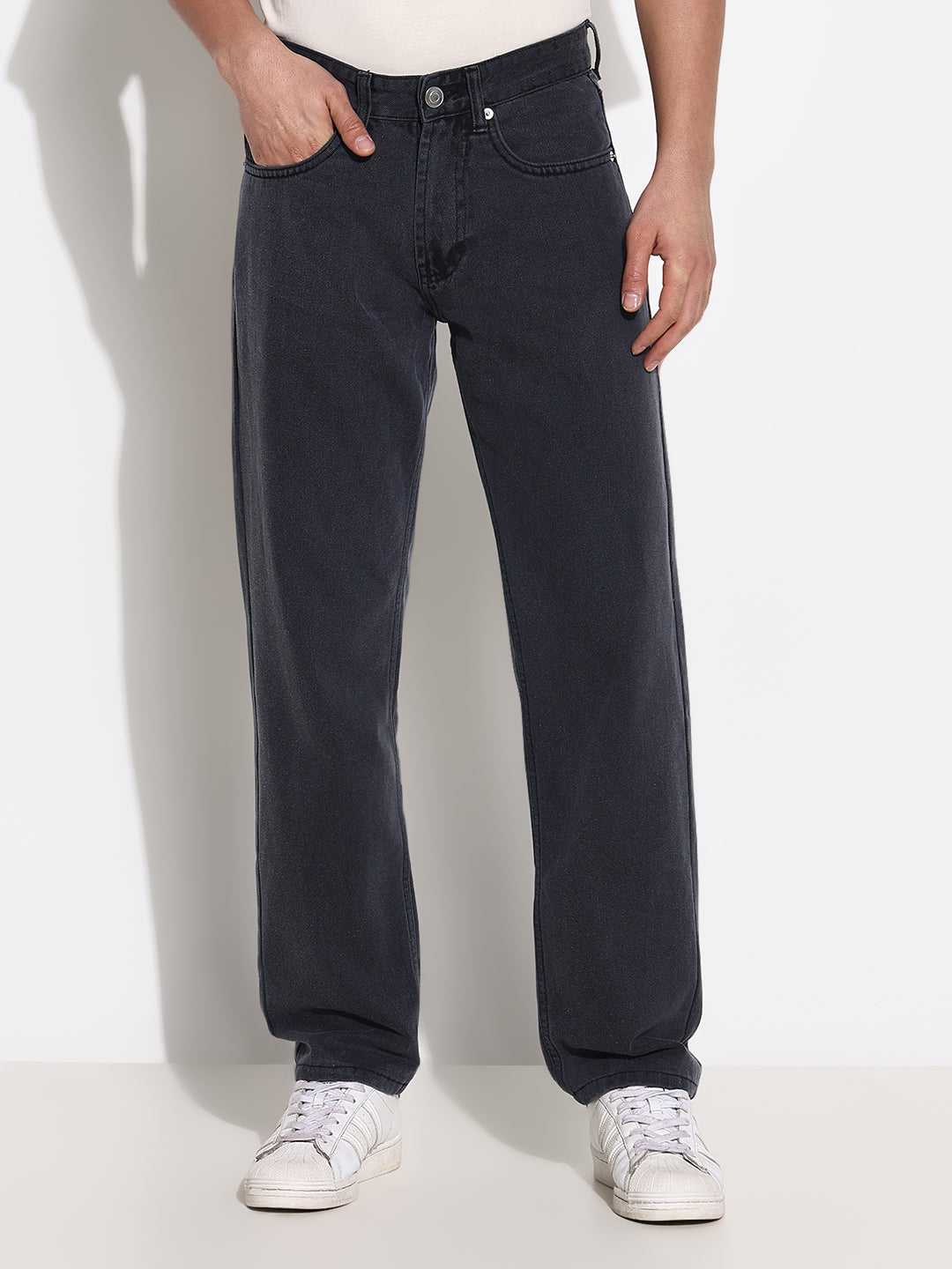 Men's Grey Straight Fit Jeans