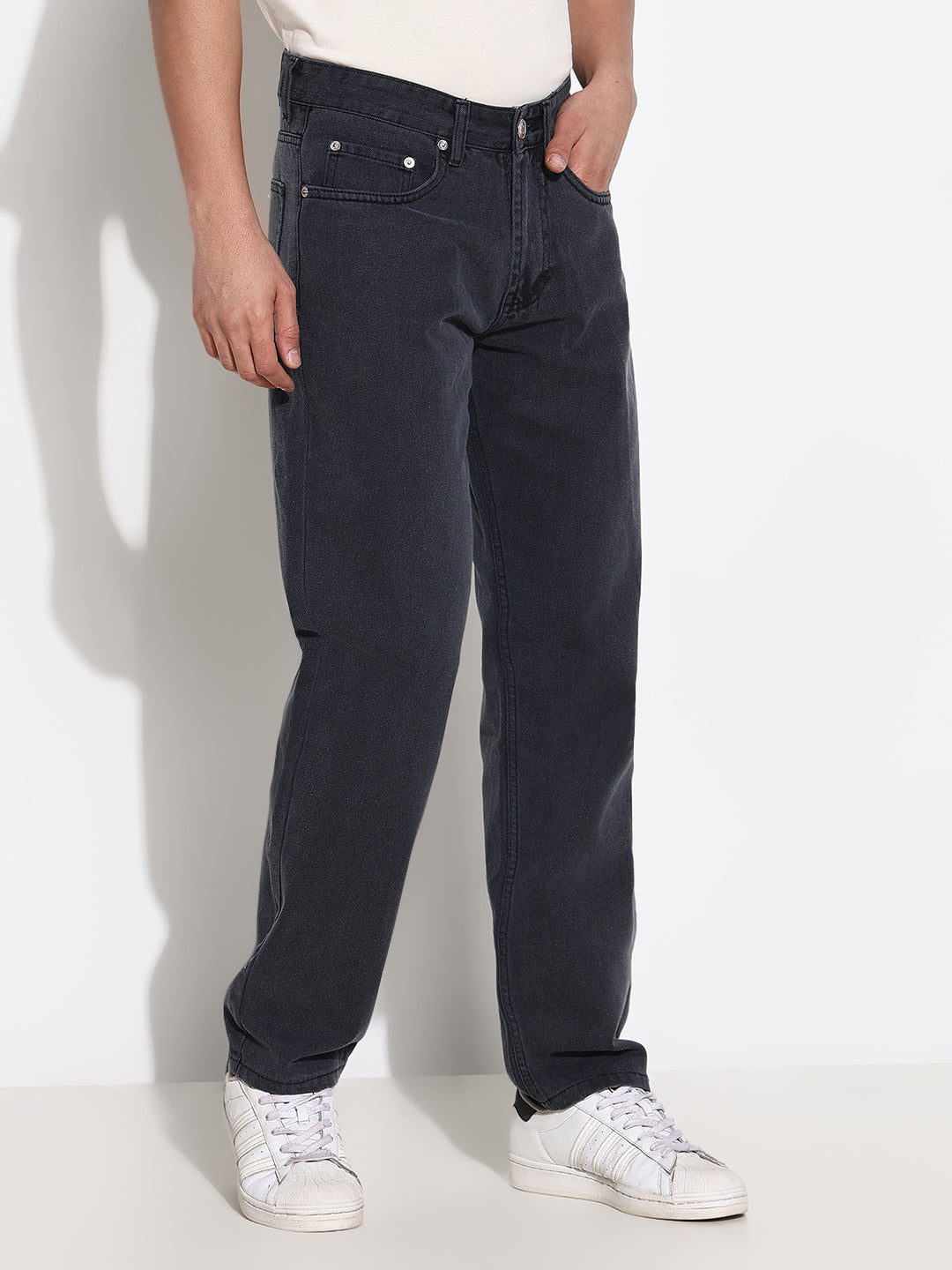 Men's Grey Straight Fit Jeans
