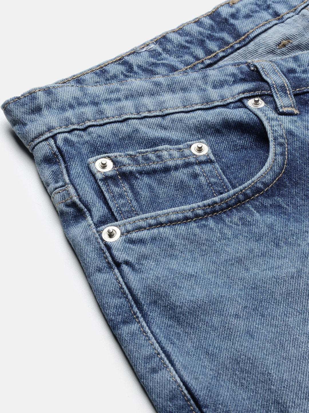 Men's Blue Casual Mid-Wash Relaxed Jeans
