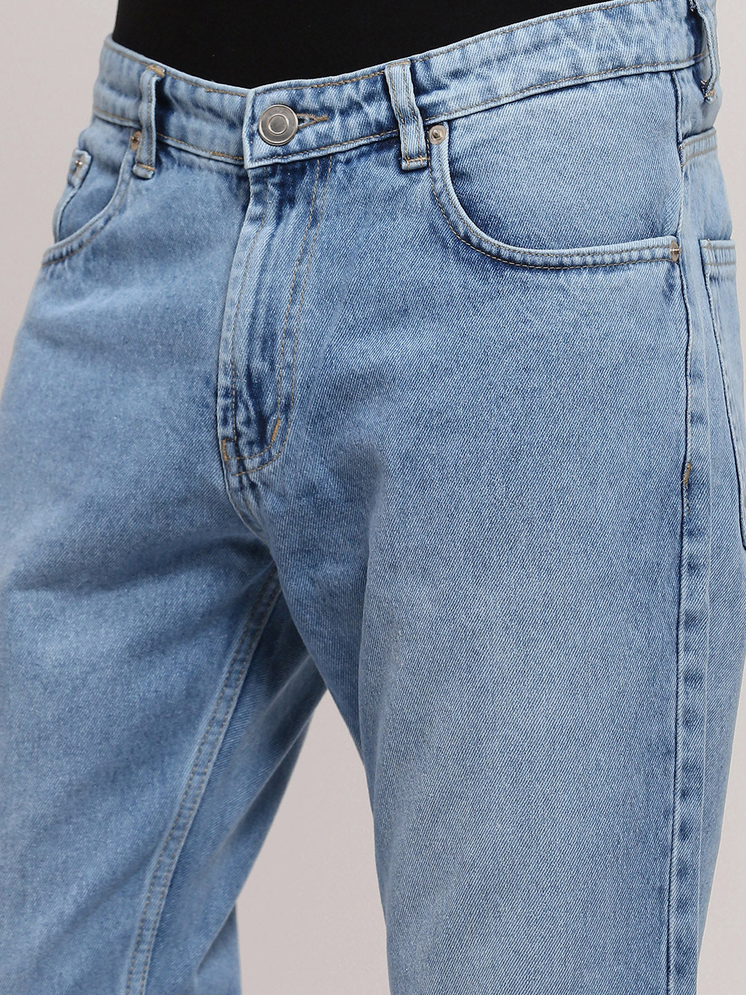 Men's Blue Straight Fit Low-Rise Jeans