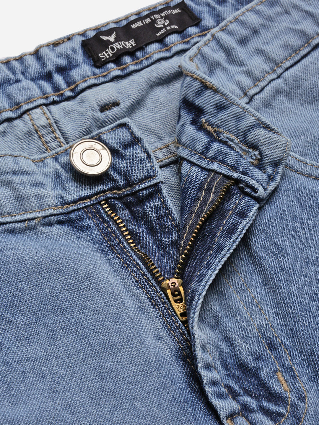 Men's Blue Straight Fit Low-Rise Jeans