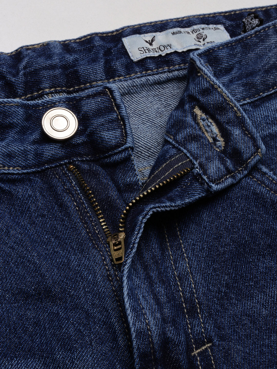 Men's Blue Solid Straight Fit Denim Jeans
