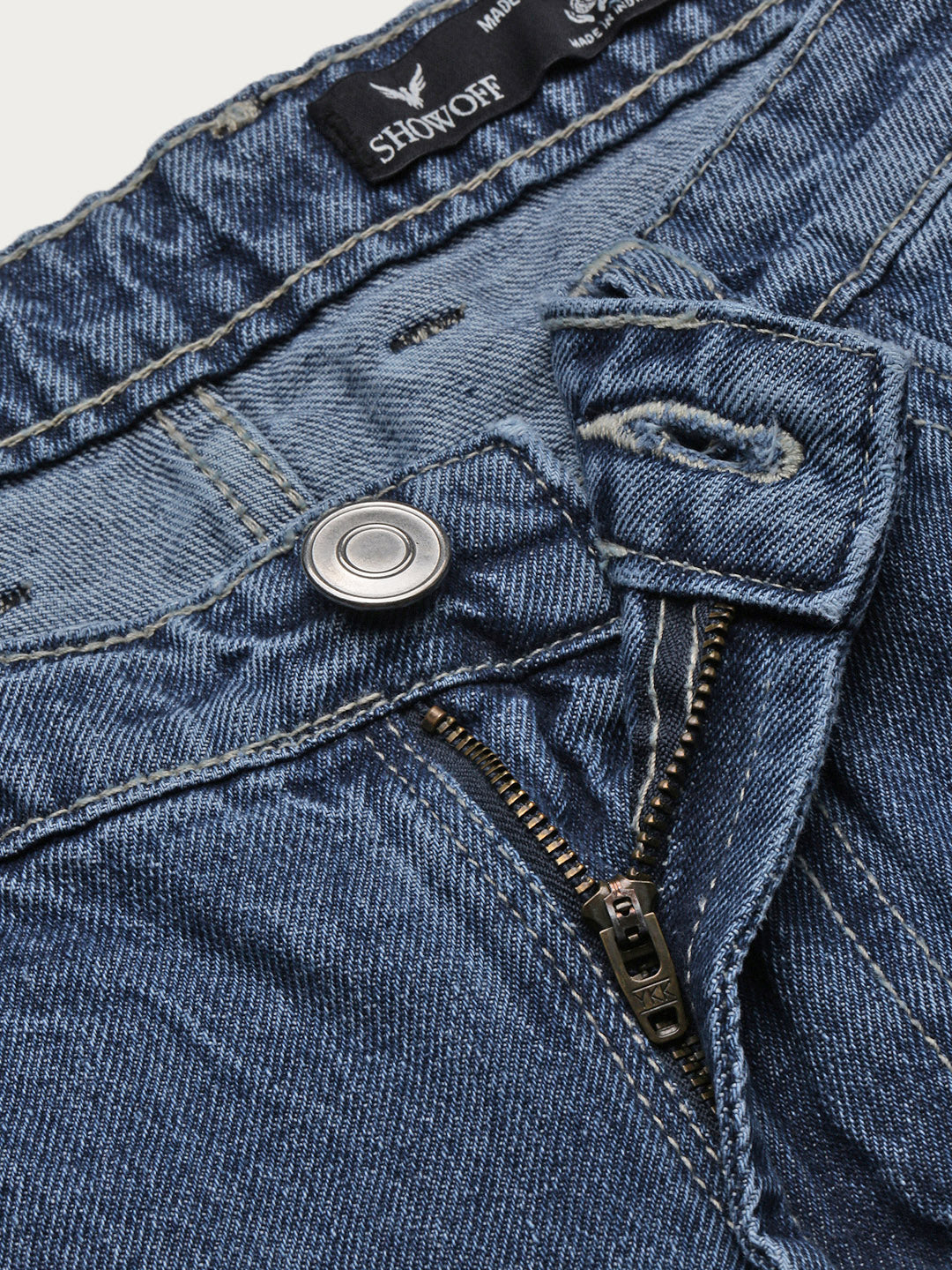 Men's Blue Solid Straight Fit Jeans