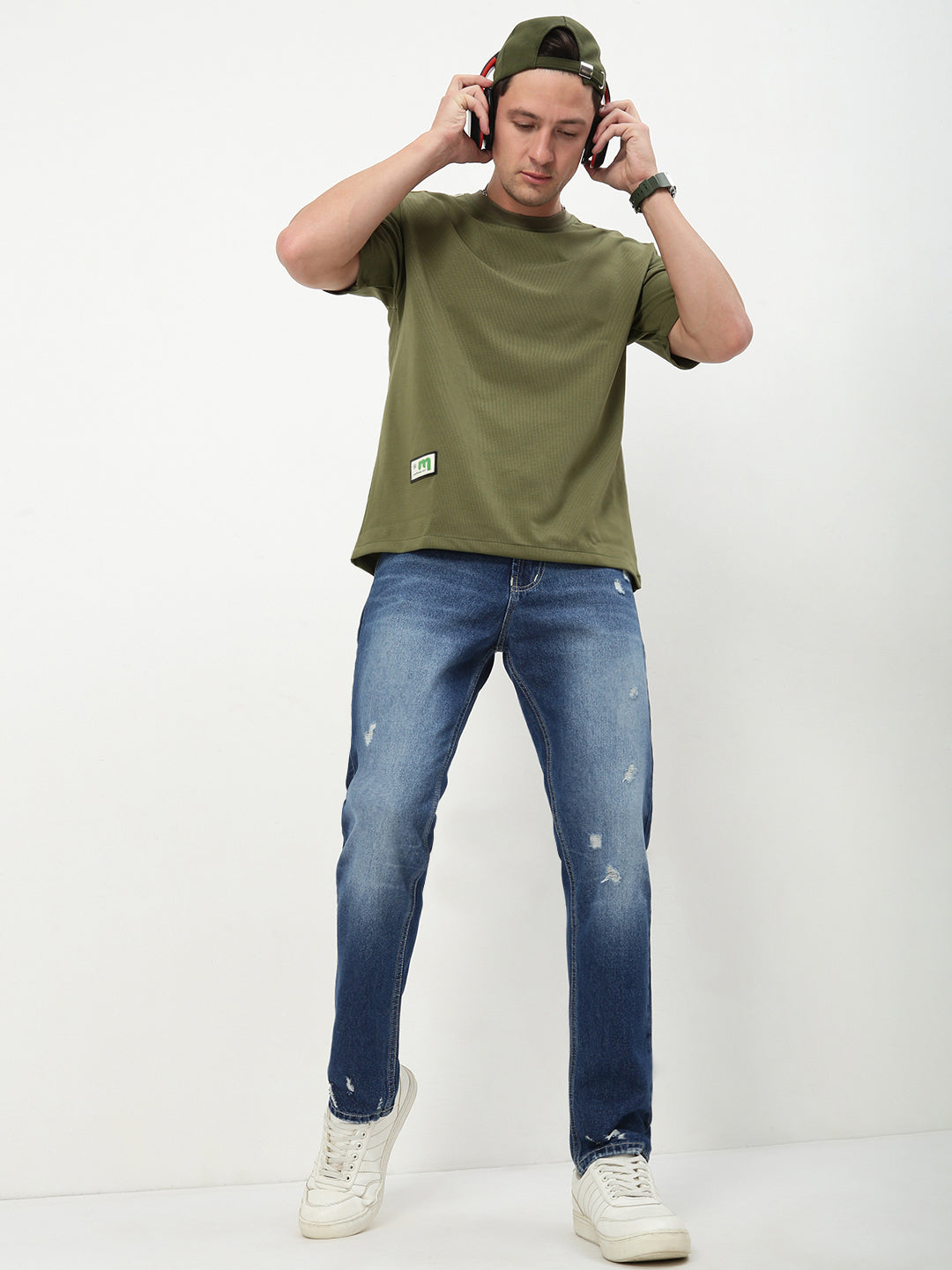 Men's Blue Solid Straight Fit Jeans