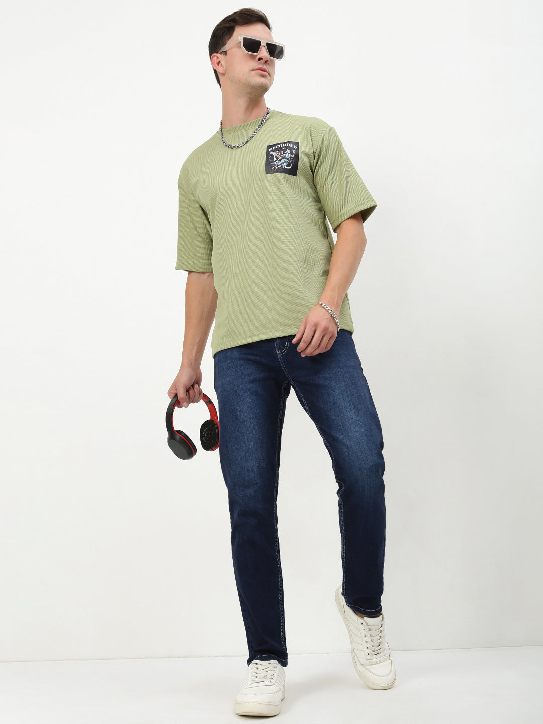 Men's Navy Blue Solid Straight Fit Jeans