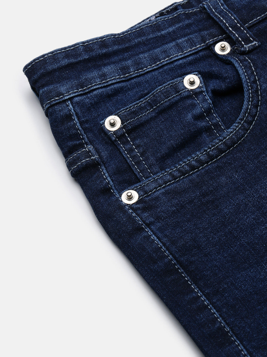 Men's Navy Blue Solid Straight Fit Jeans