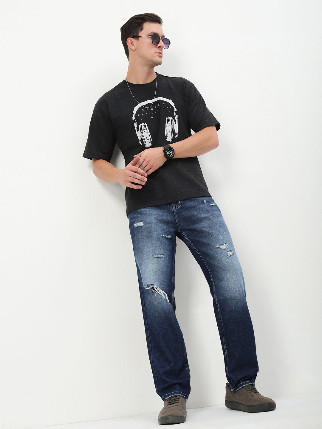 Men's Blue Solid Straight Fit Jeans