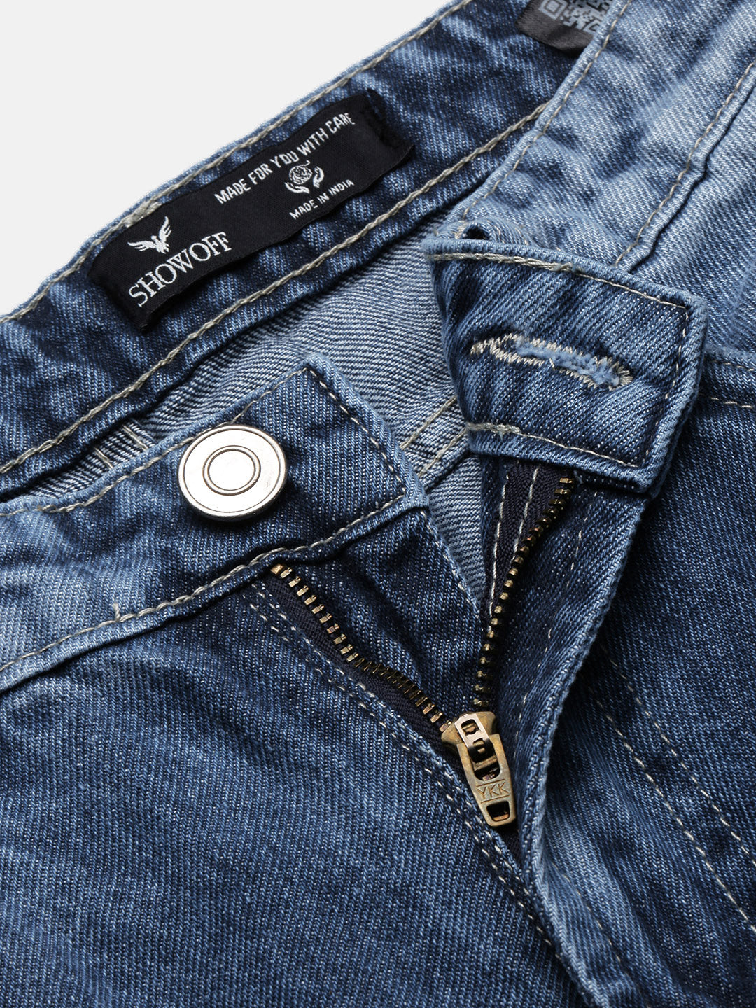 Men's Blue Solid Straight Fit Jeans