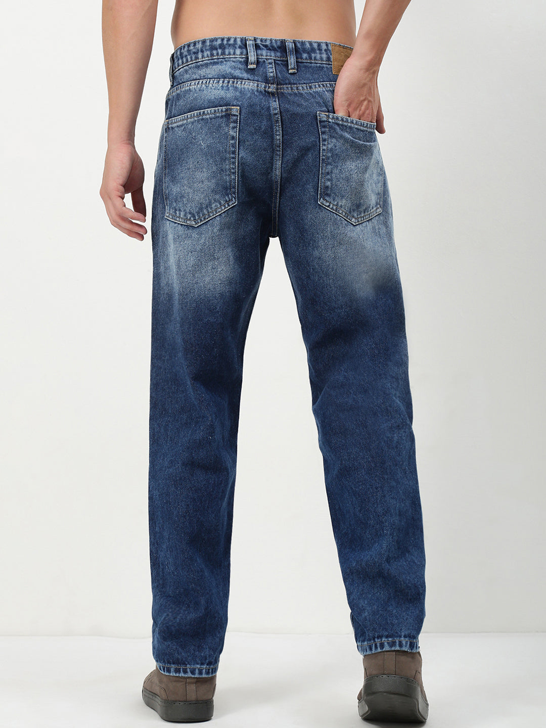 Men's Blue Solid Straight Fit Jeans