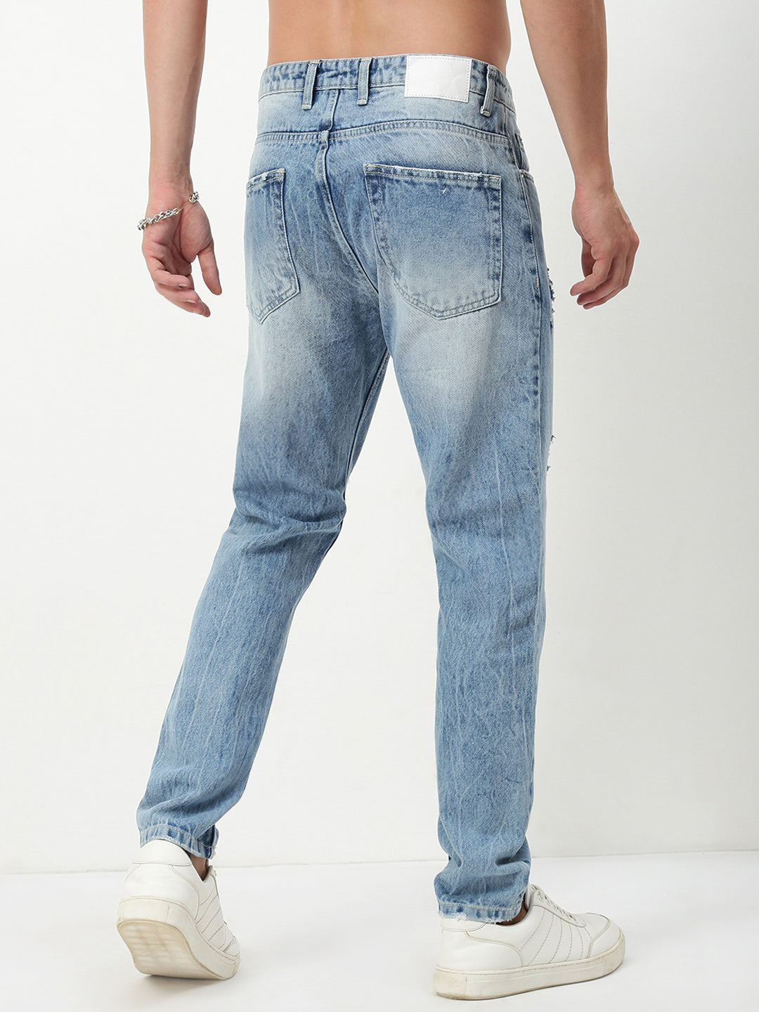 Men's Blue Solid Straight Fit Jeans