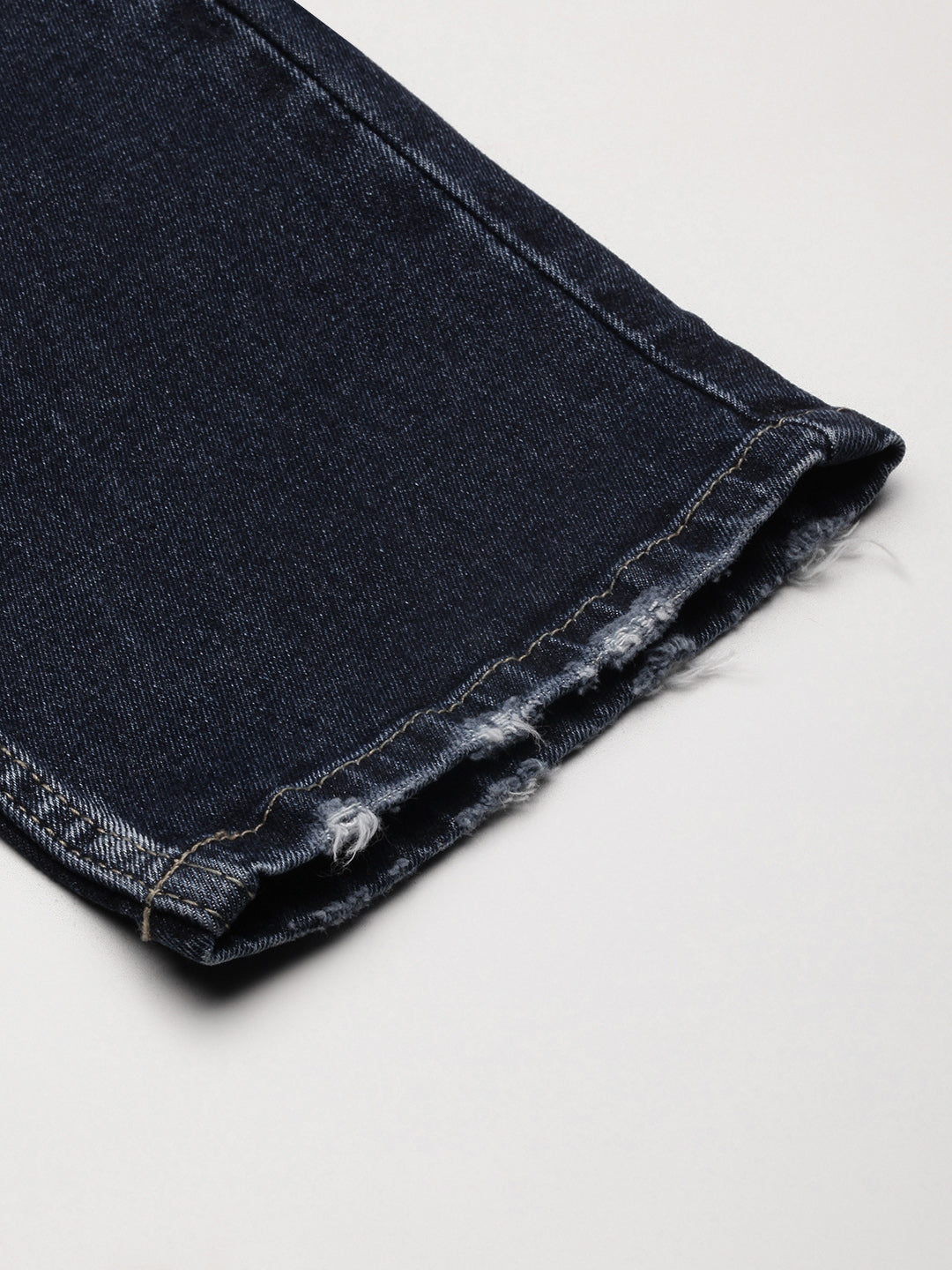 Men's Navy Blue Solid Straight Fit Heavy Fade Acid Wash Jeans