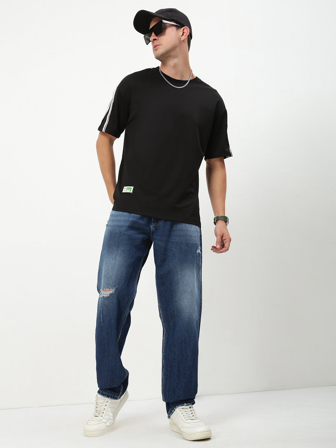 Men's Blue Solid Straight Fit Jeans