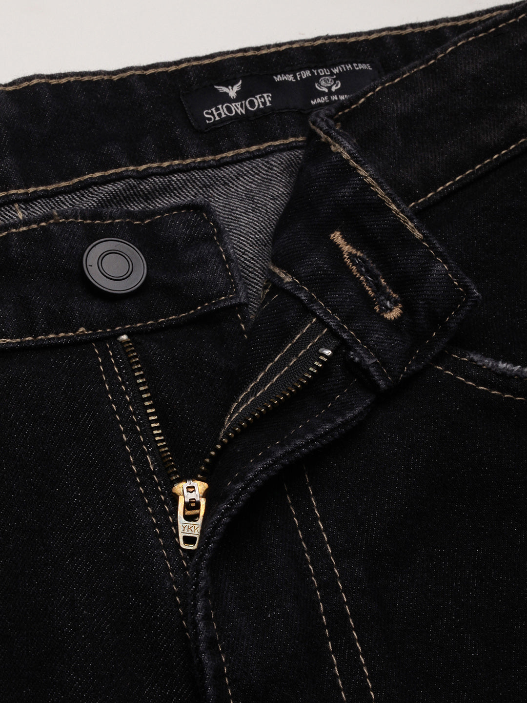 Men's Black Solid Straight Fit Jeans