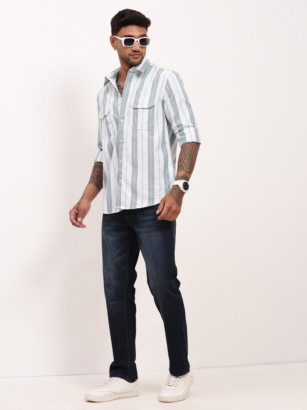 Men's Navy Blue Comfort Straight Fit Mid-Rise Light Fade Acid Wash Cotton Jeans