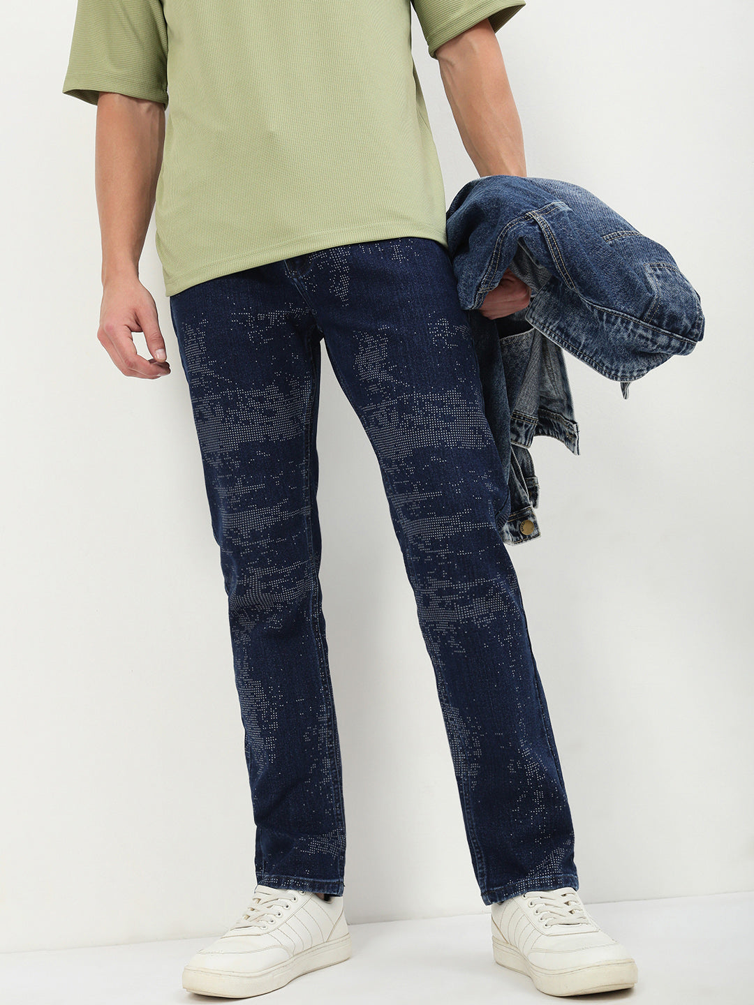 Men's Blue Solid Straight Fit Jeans
