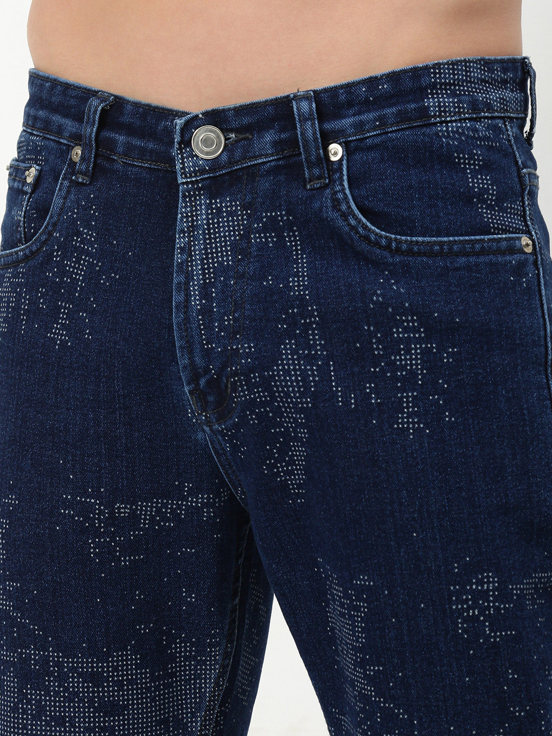Men's Blue Solid Straight Fit Jeans