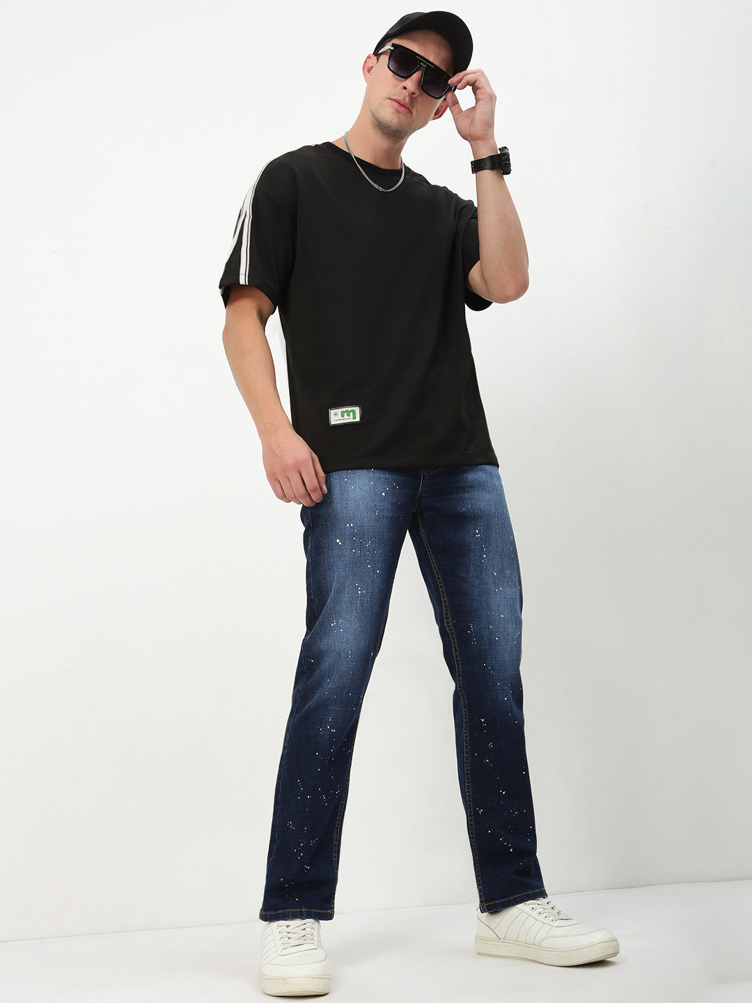 Men's Blue Solid Straight Fit Jeans