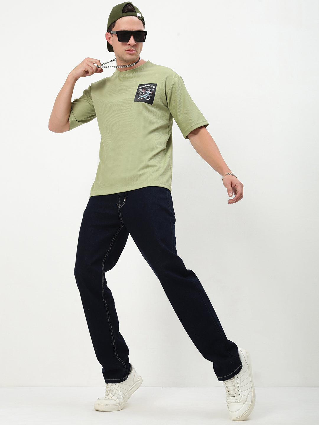 Men's Navy Blue Solid Straight Fit Casual Jeans