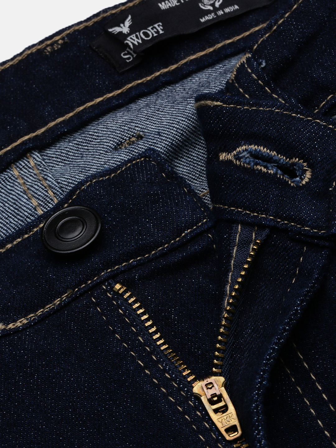 Men's Navy Blue Solid Straight Fit Casual Jeans
