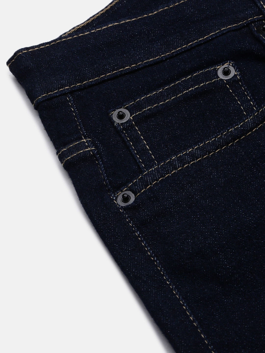 Men's Navy Blue Solid Straight Fit Casual Jeans