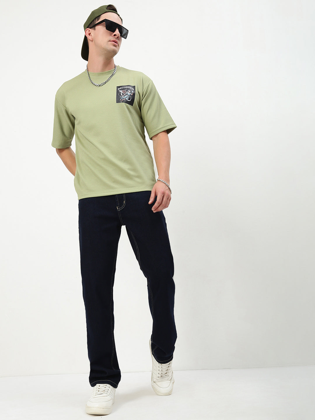 Men's Navy Blue Solid Straight Fit Casual Jeans