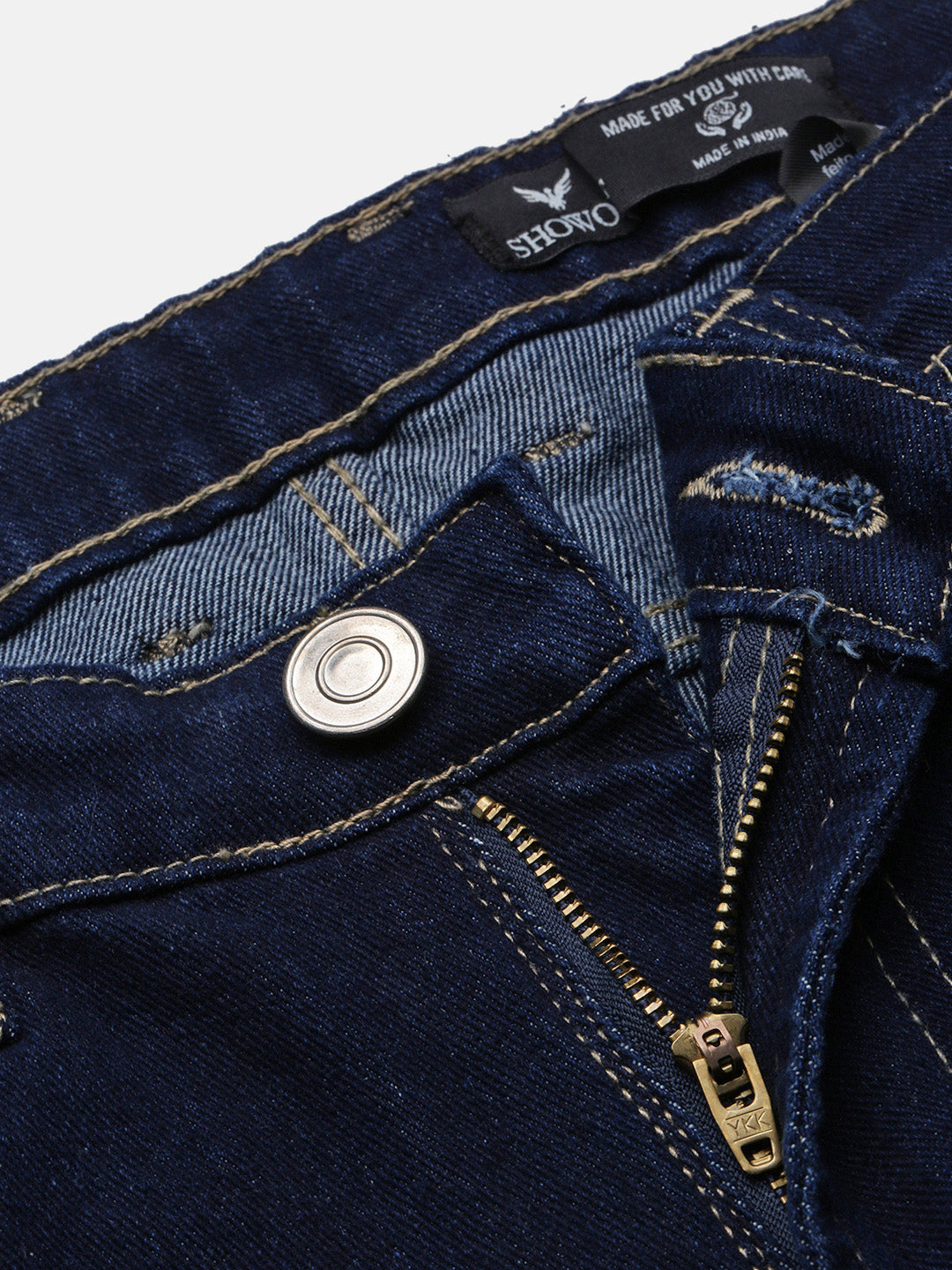 Men's Navy Blue Solid Straight Fit Jeans
