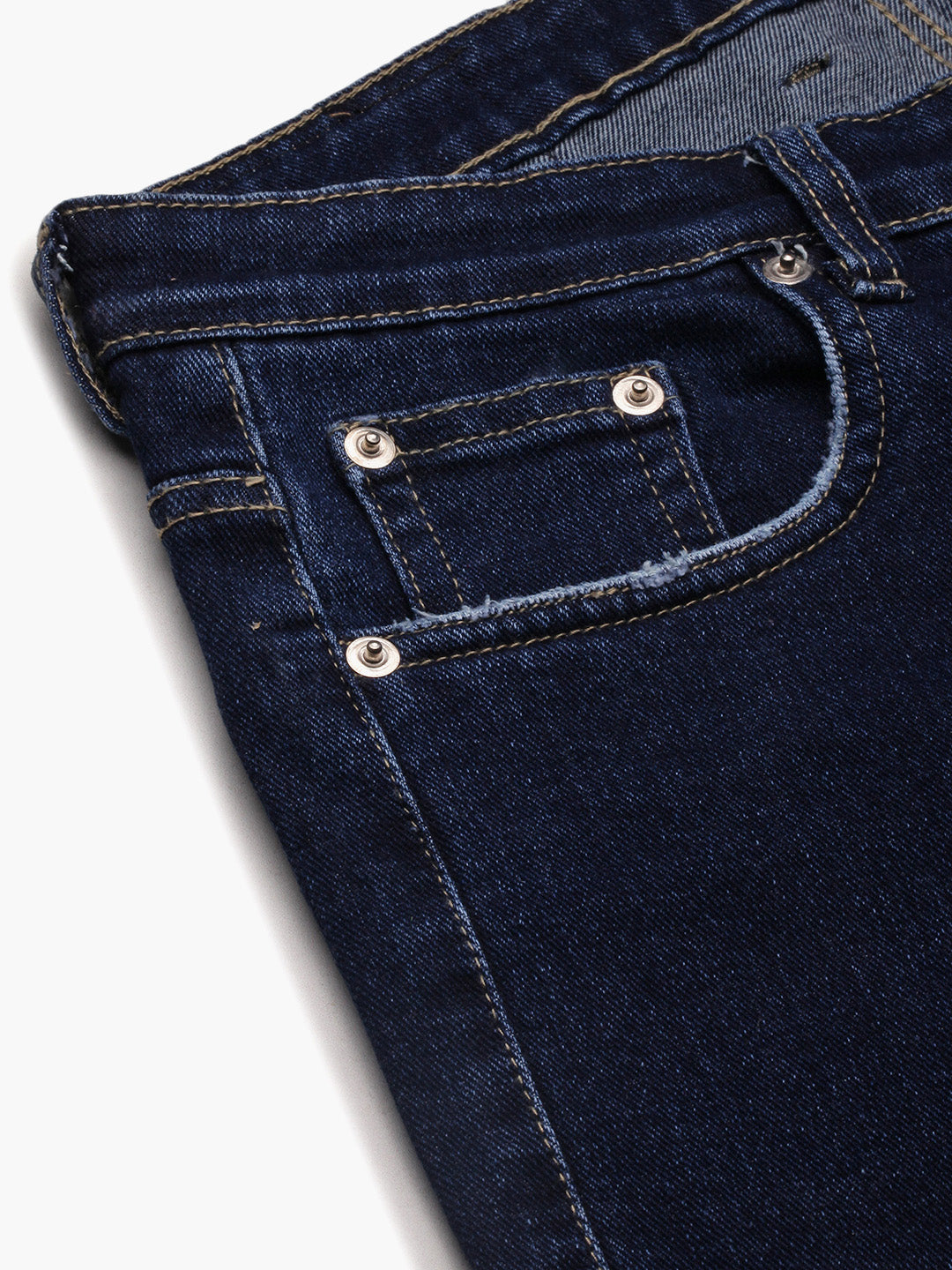 Men's Navy Blue Solid Straight Fit Jeans