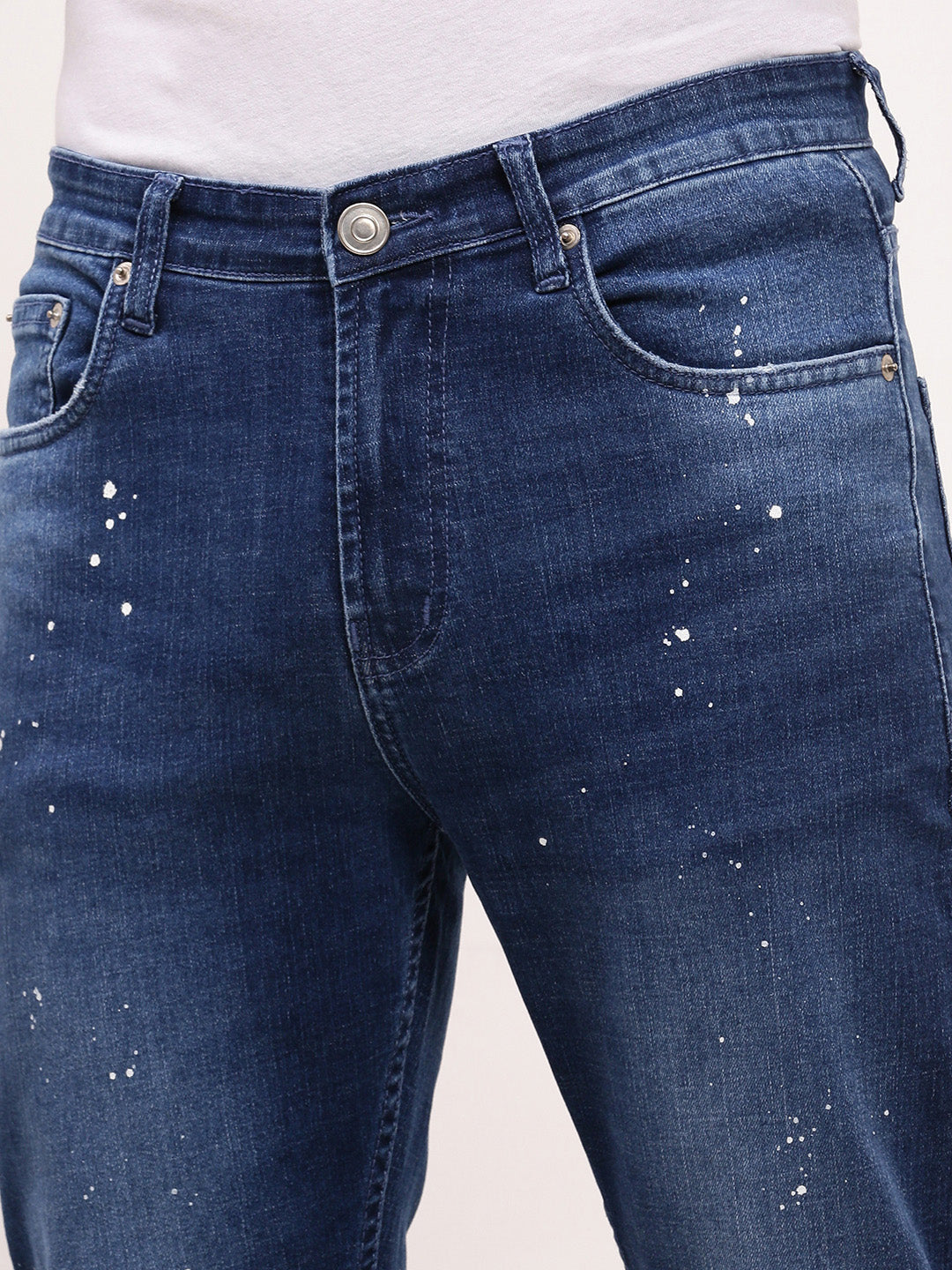 Men's Blue Solid Straight Fit Jeans
